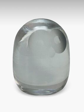 Vintage HADELAND glass owl paperweight ornament. Scandinavian collectible glass.